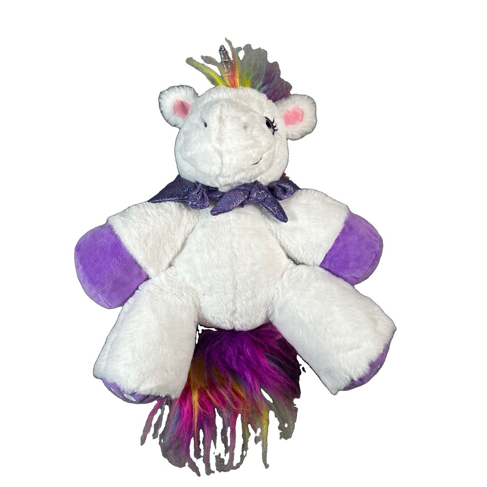 Plushible White Unicorn Stuffed Animal Rainbow Tail Purple Cape Plush Toy